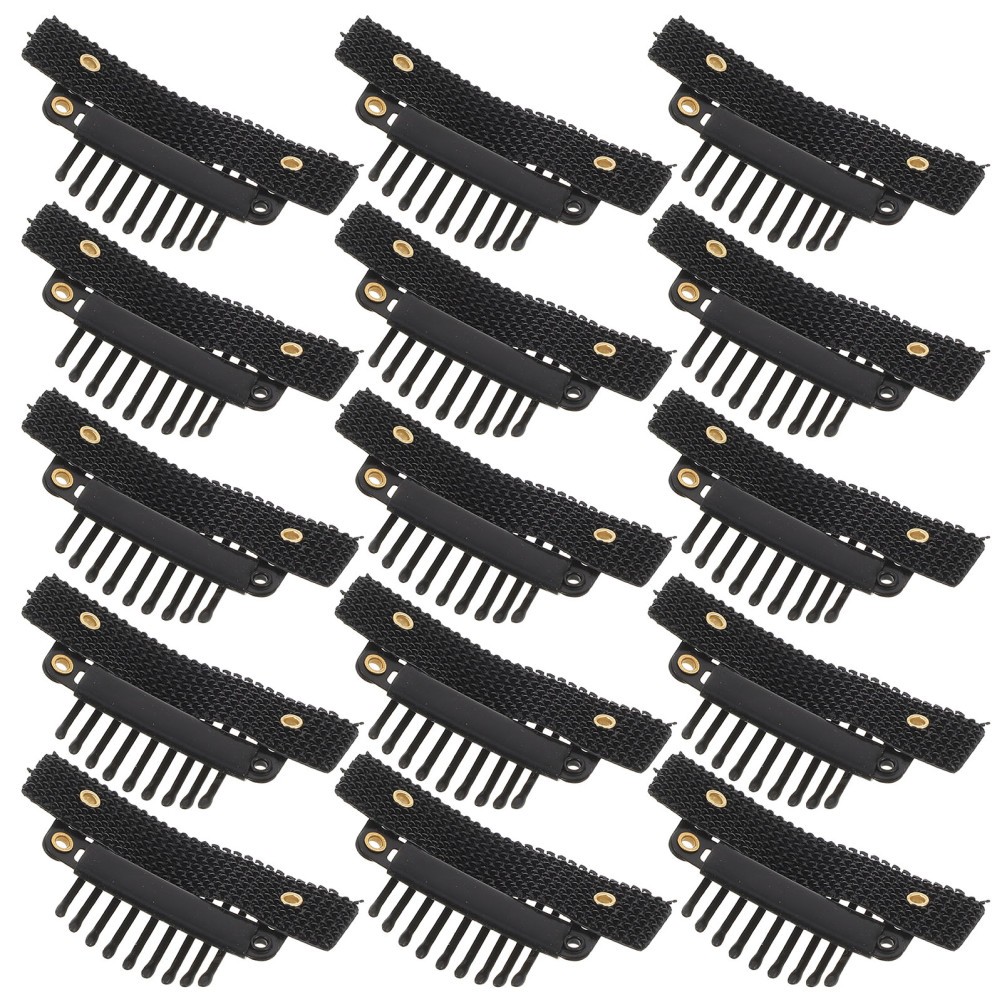 50Pcs Snap Hair Extension Clips for Wigs U Shaped Durable Reusable Black