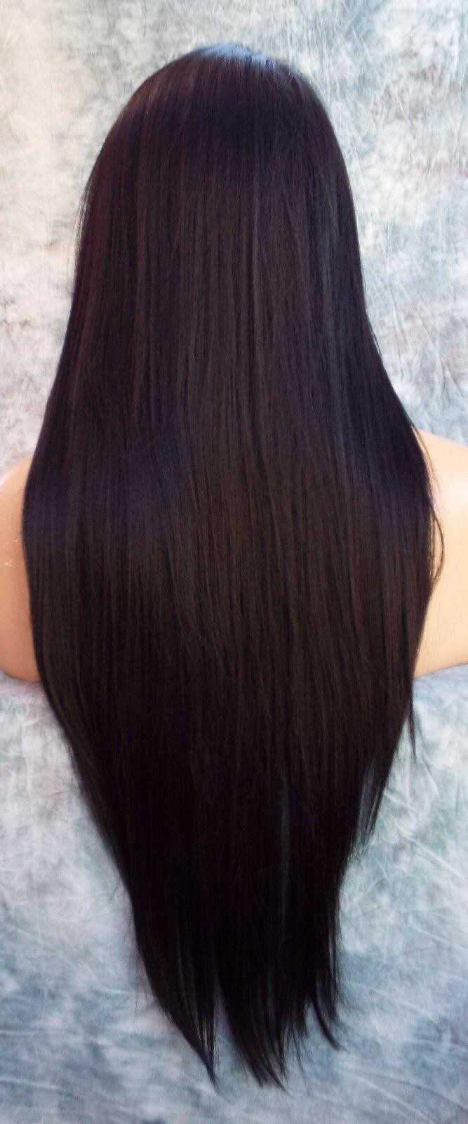 LACE FRONT C PART STRAIGHT WITH SIDE BANG WIG CLR 1B GORGEOUS SEXY 480