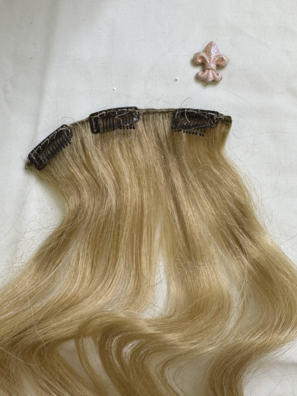 Hair Extensions 15″ gold & Light Blonde Synthetic Hair + Comb Clip Extension