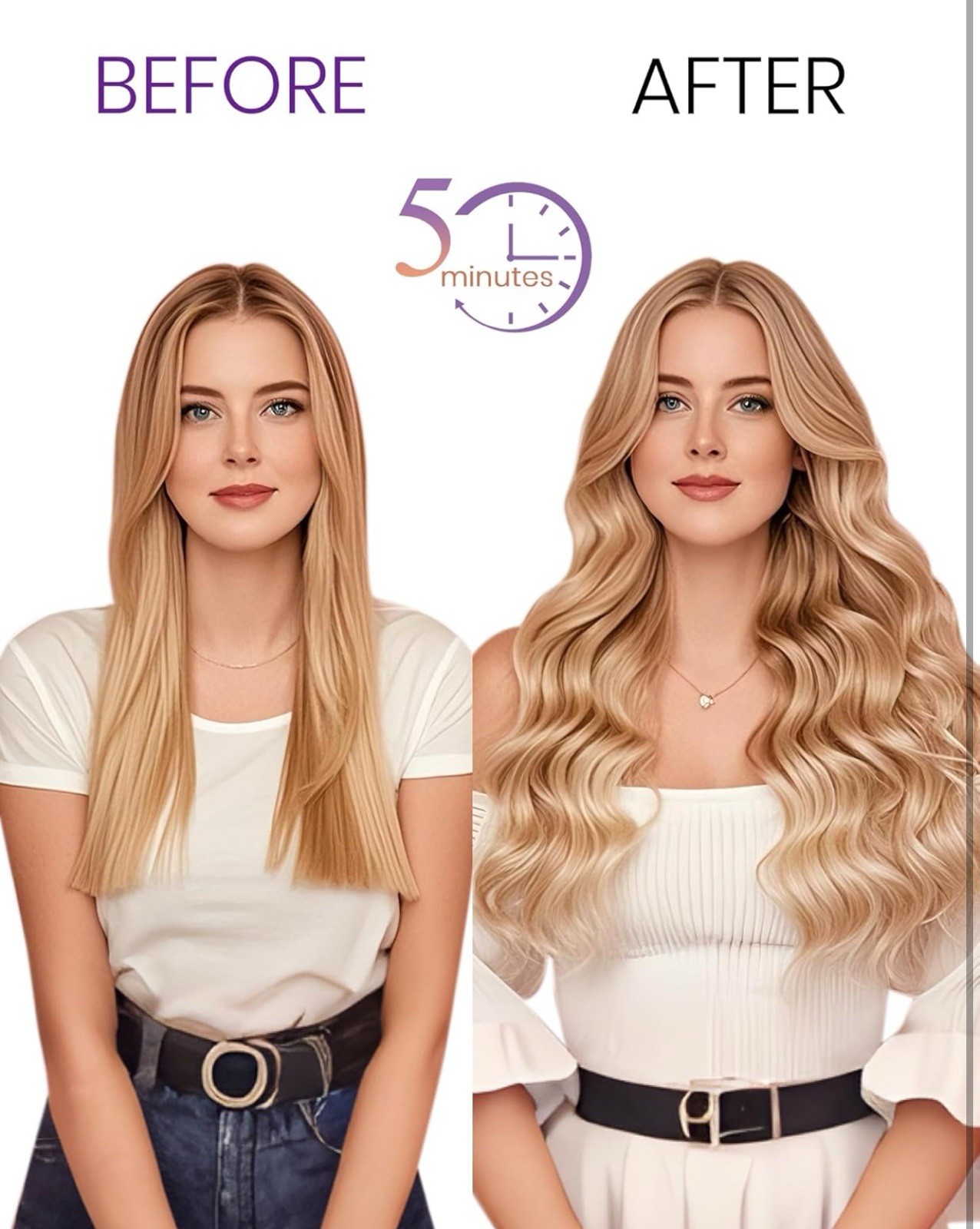 LaaVoo Human Hair Clip in Extensions Blonde 16 Inch 7pcs 120g