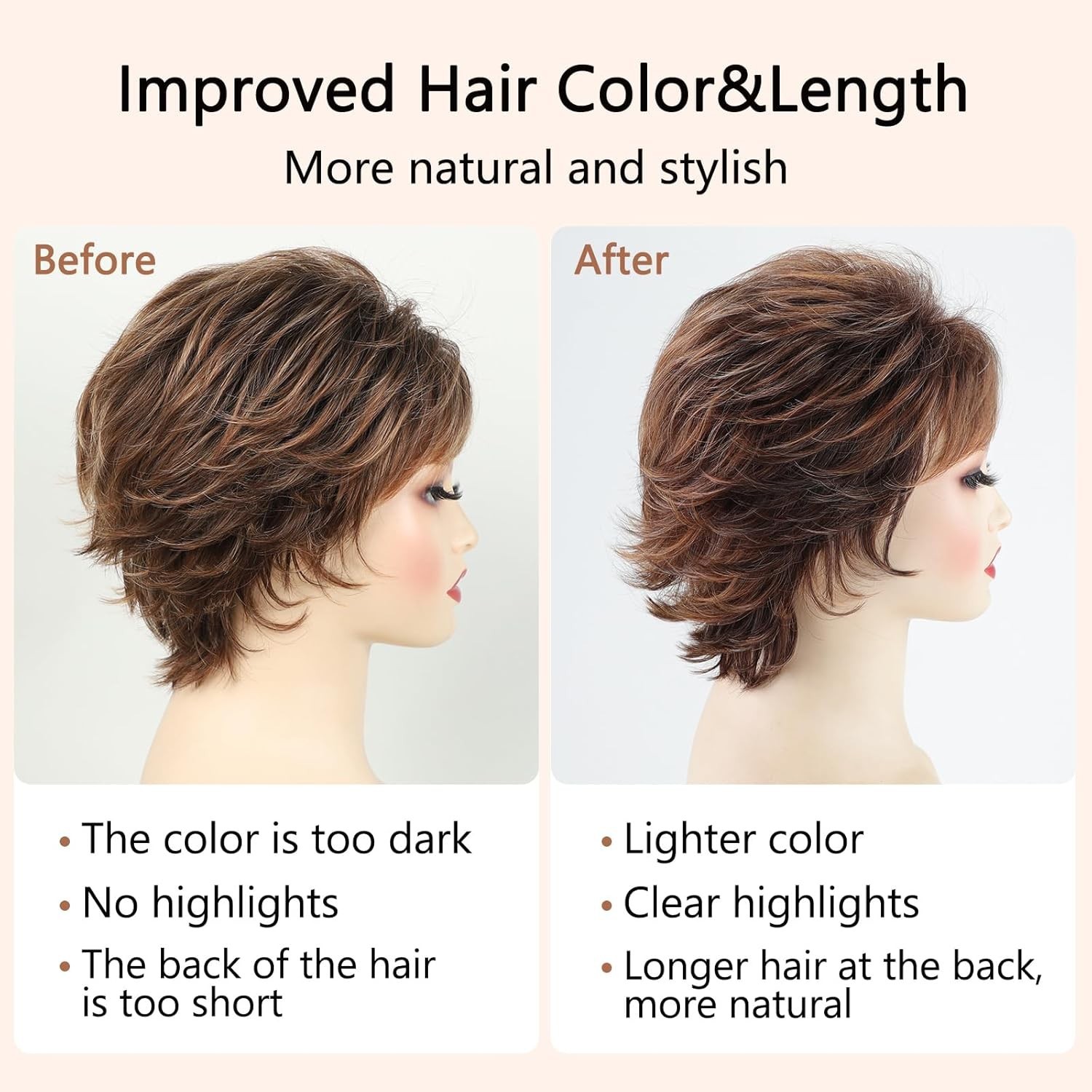 Short Curly Wigs Women Brown Synthetic Heat Resistant Layered Party Wig