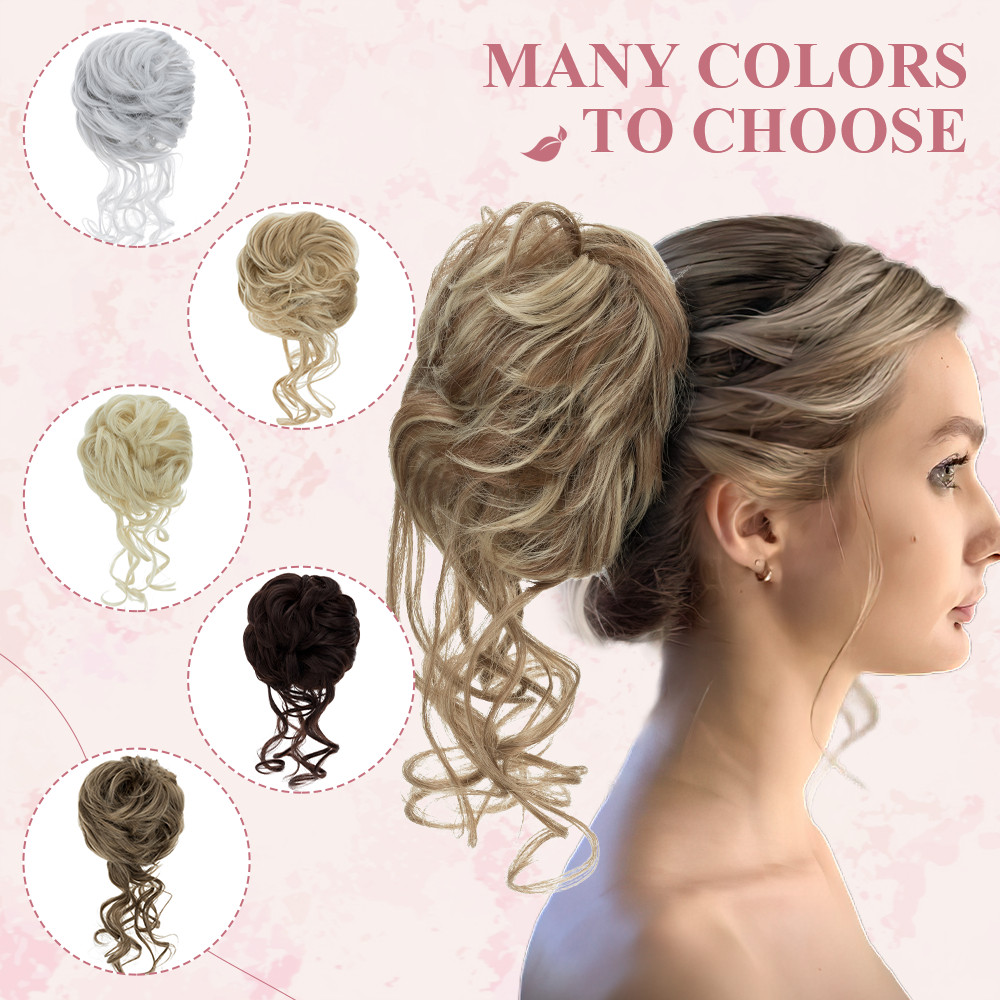 Natural Clip on Messy Bun Hair Piece Claw Clip in Updo Wedding Hair Extension US
