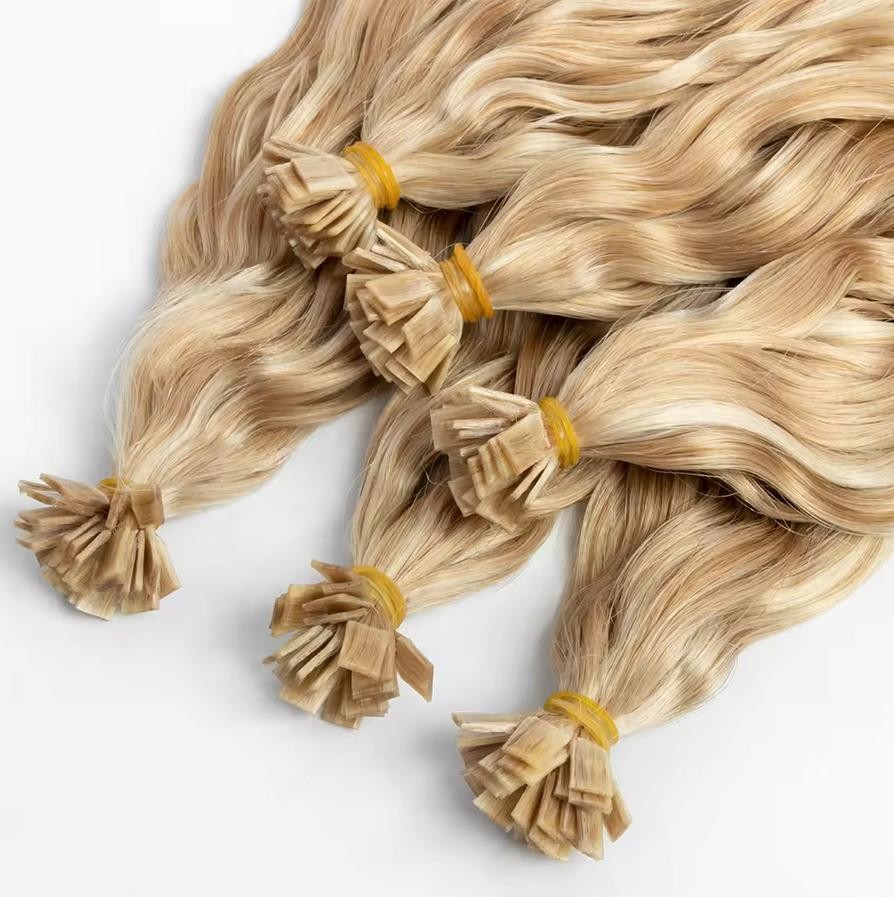 Curly WavyPre Bonded Keratin Fusion Keratin K Tip Human Hair Extensions 100S 70g