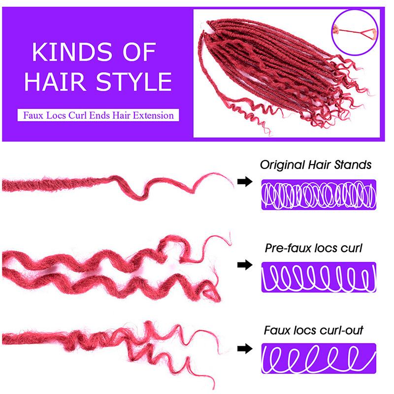 Crochet Goddess Faux Locs Dreadlock Afro Braids Hair Extension Curly Ends Ombre