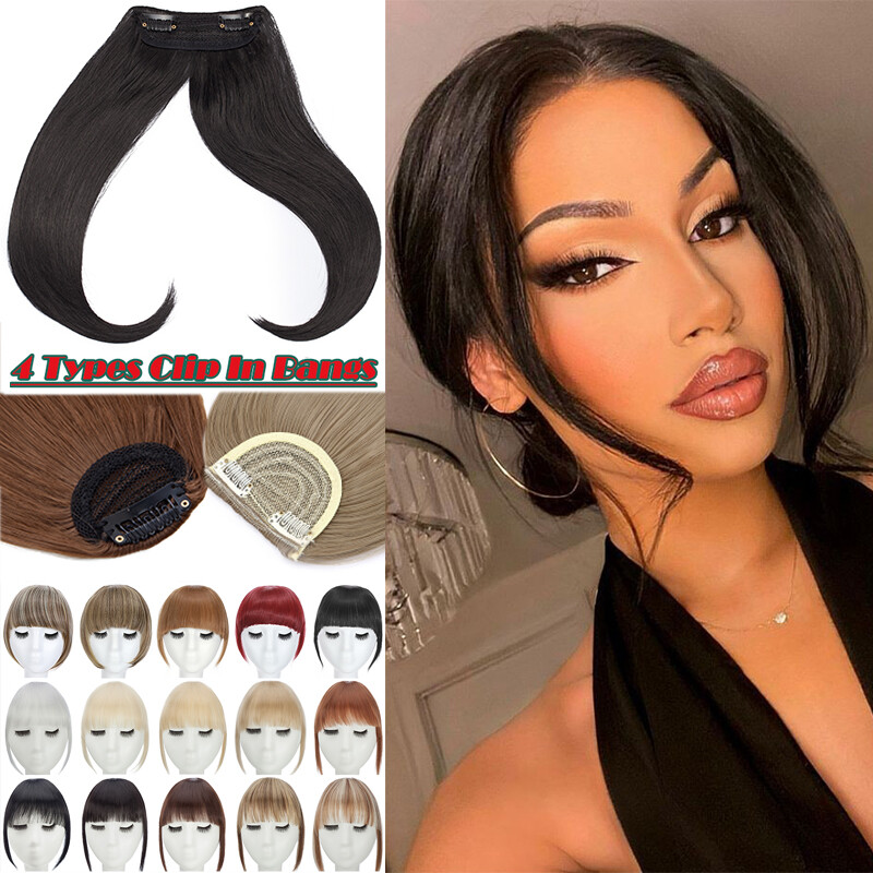 Thin/Thick Fringe Bangs Hair Clip in 100% Real AS Human Hair Extensions Front US