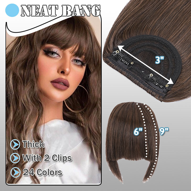 US Neat Fringe Bangs Hairpiece Clip in Short Real Natural False Hair Extensions