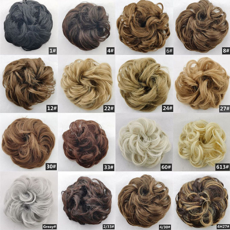 Curly Messy X-Thicker Bun Clip in on Scrunchie Hair Piece Extensions as Human
