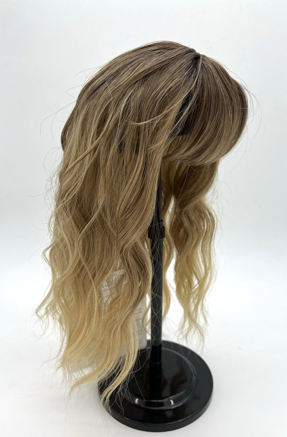 Ombre Blonde with Bangs Short Wavy 14in Women Premium Hair Topper