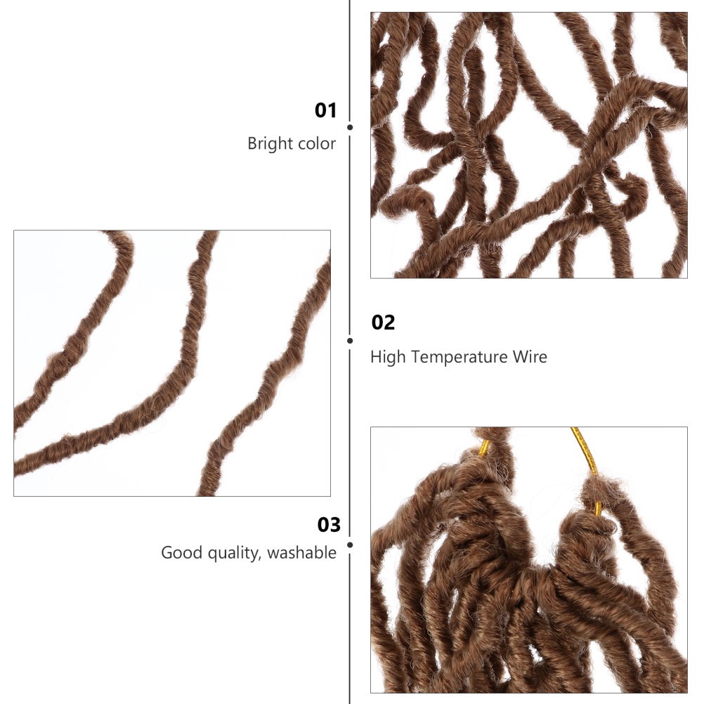 Hair Braid 20 Strands Dreadlocks Low Temperature Fiber (Light Brown) Fake Braids