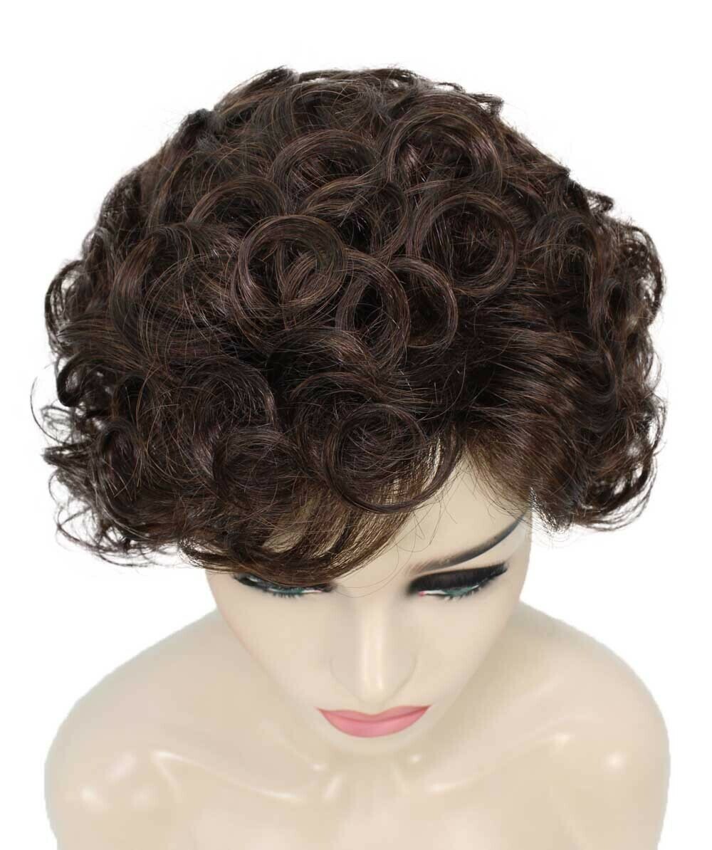 Monroe – Curly Kanekalon Synthetic Fiber Full Wig, 4 – 4.5 in, Chestnut Brown