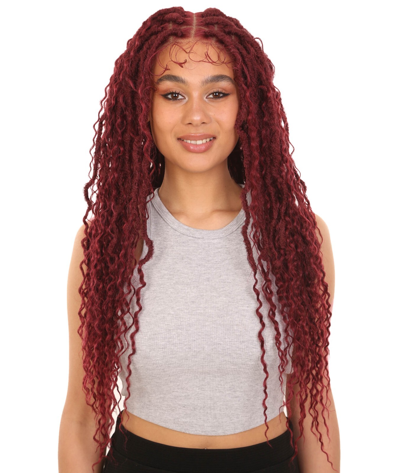 LUXLUXE Flora 30-inch Full Hand-tied Boho Locs Style Lace Braid Wig BLB-0160