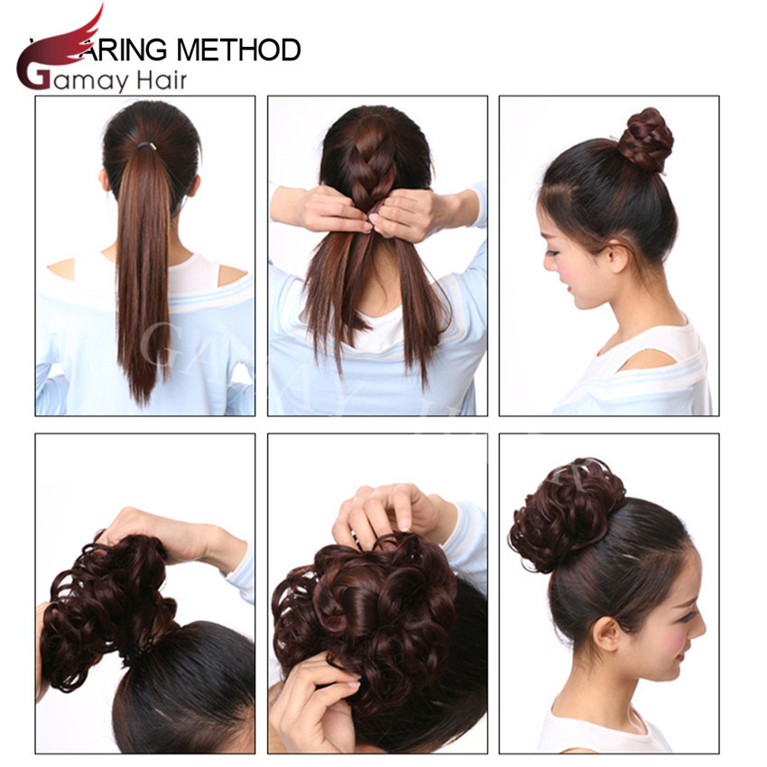 Large Curly Messy Rose Bun Hair Piece Scrunchie Ponytail Natural As Human Hair