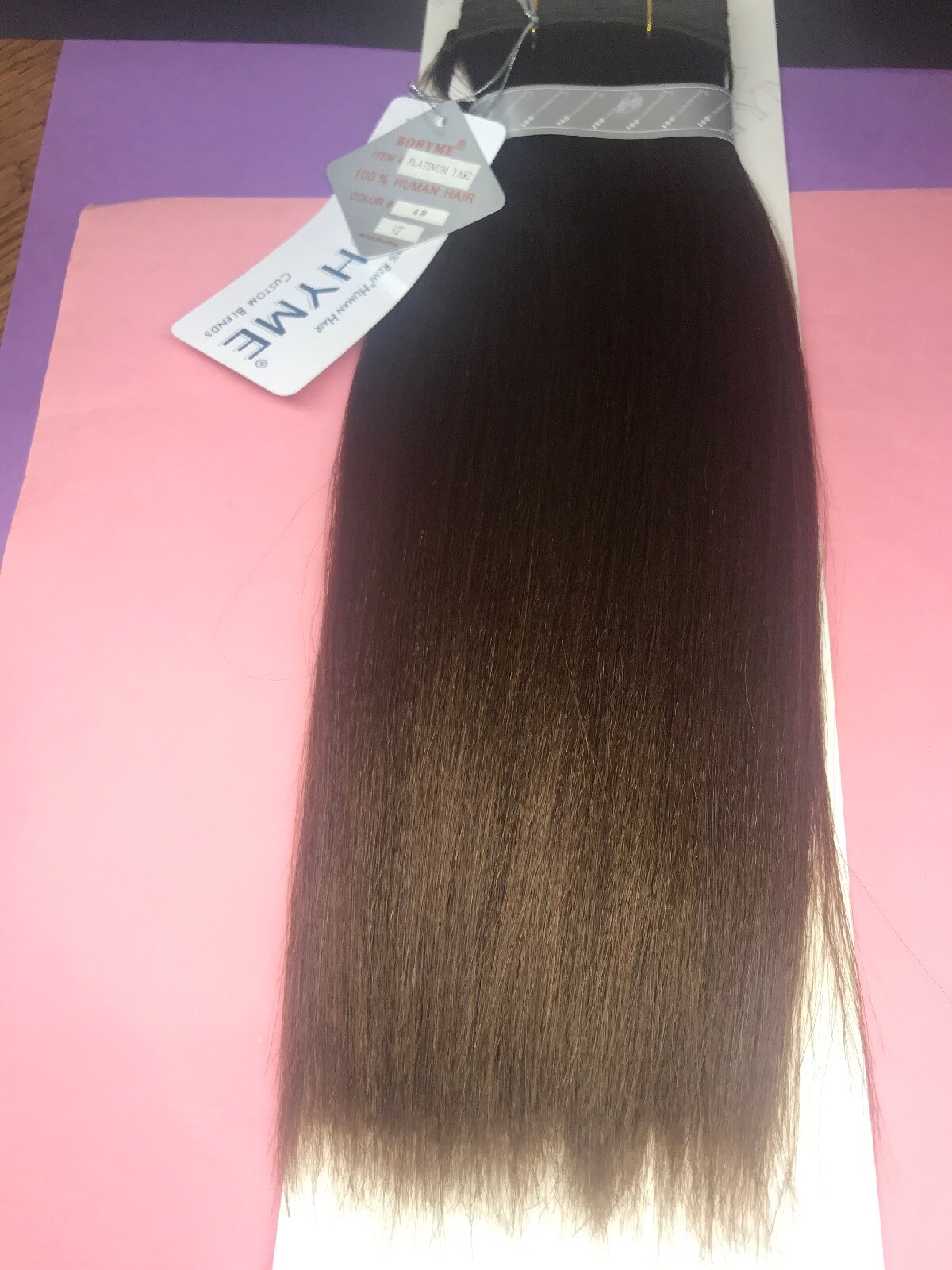 Bohyme Remi Human Hair Machine_Tied_PLATINUM_YAKI_12″_#4