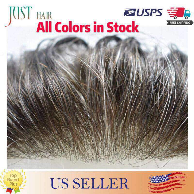 Mens Toupee Gray Hair Replacement System Thin Skin Men Wig Human Hairpieces US