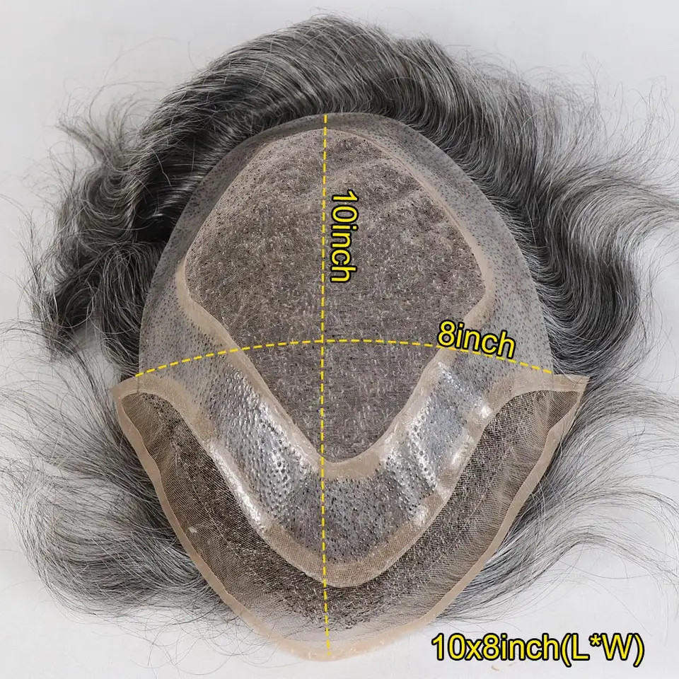 Toupee For Men Human Hair Replacement System Mono Thin Skin Pu 10×8