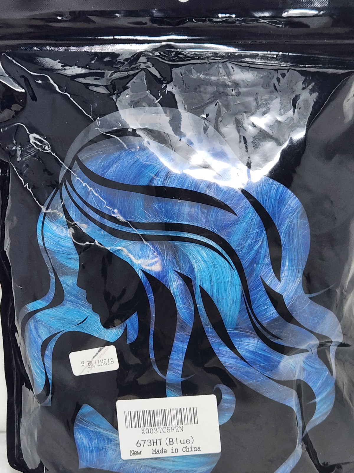 673HT Blue Synthetic Wig (Approximately 28-inches) – New/Sealed