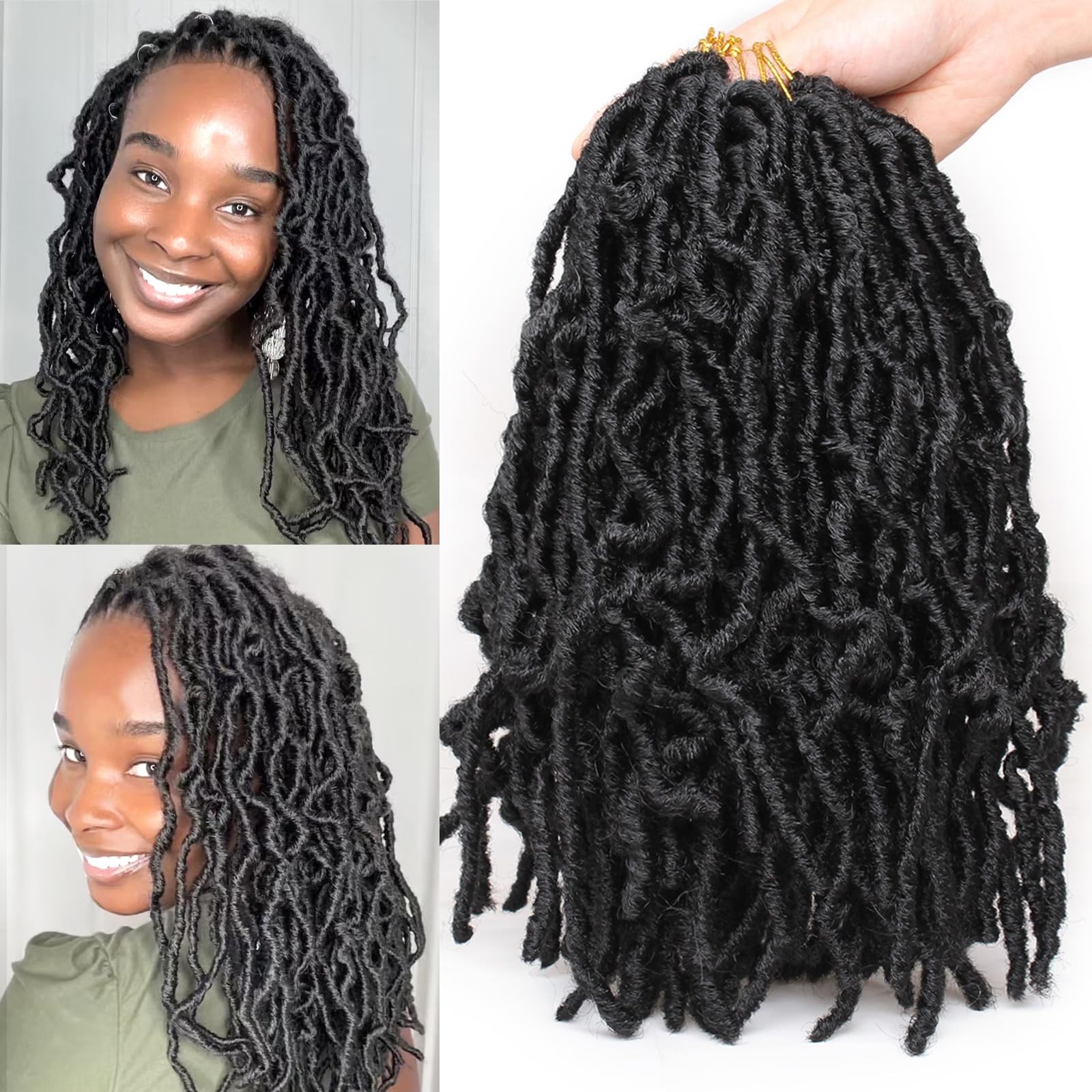 12 Inch Short Soft Locs Crochet Braids Hair For Distressed Butterfly Locs Bla…