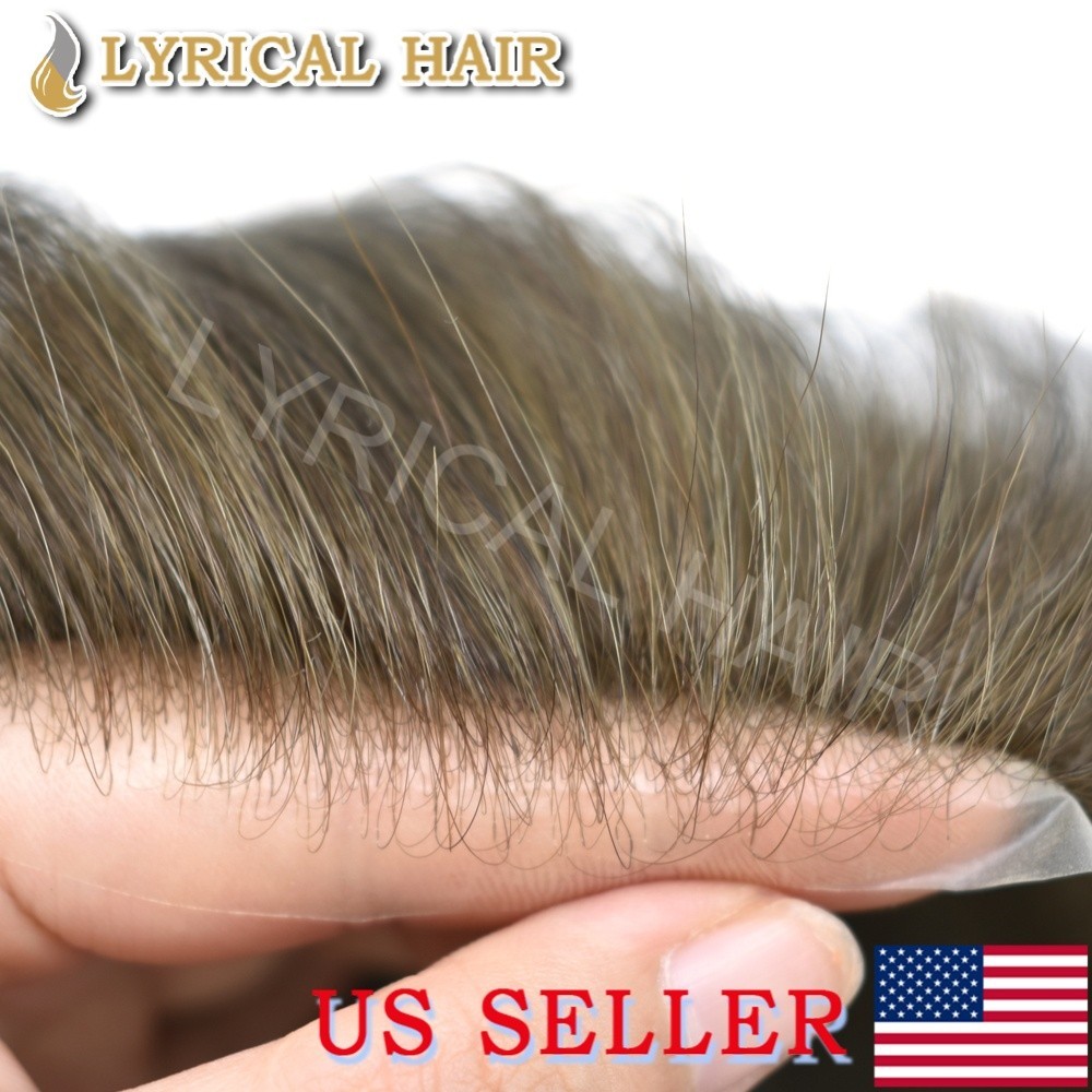 Lyrical Hair Thin Skin Mens Toupee All PU Human Hair System V-loop Hairpiece Wig