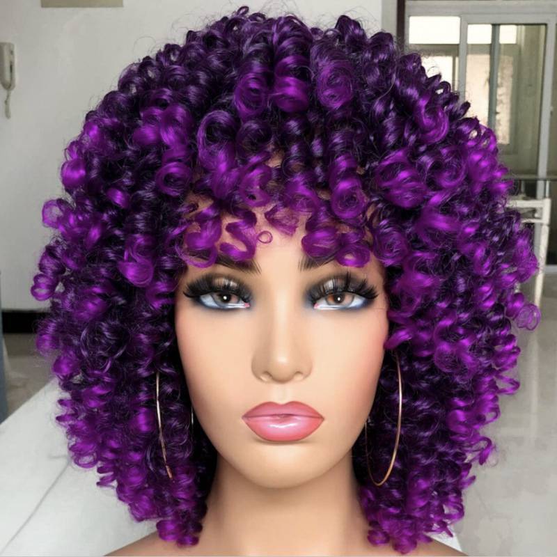 Curly Hair Wigs Cosplay SA Brazilian Fancy Short Full Wig Women Afro Curly Kinky