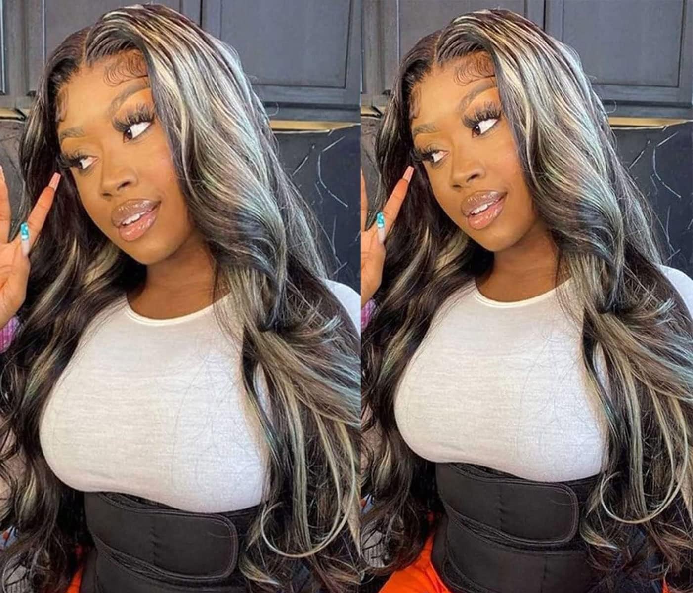 Condescension 300G P1B/Grey Human Hair Bundles 10 12 14 Inch Body Wave