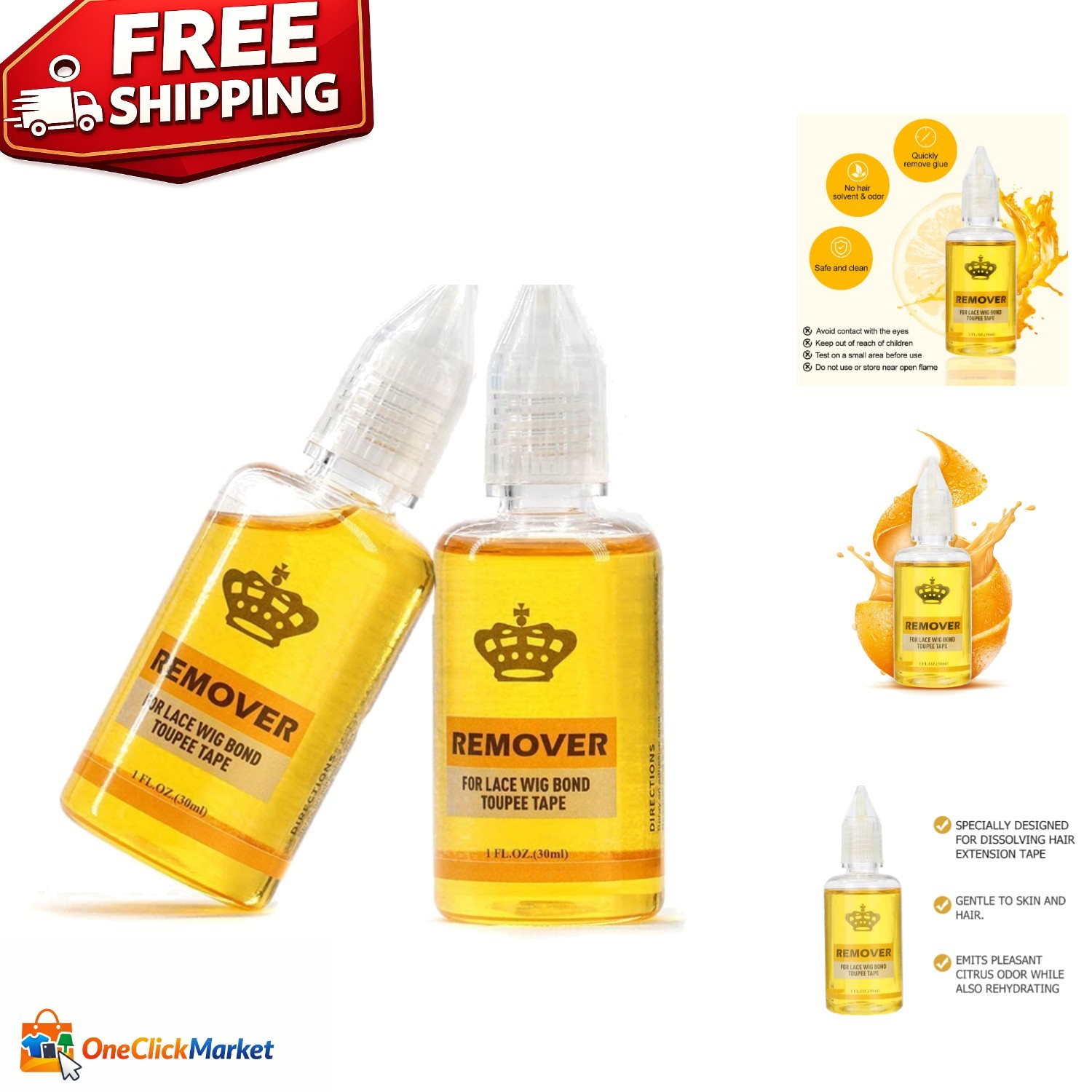 Gentle Hair Extension Remover – Non-Irritating Adhesive Solution in 1oz Bottle