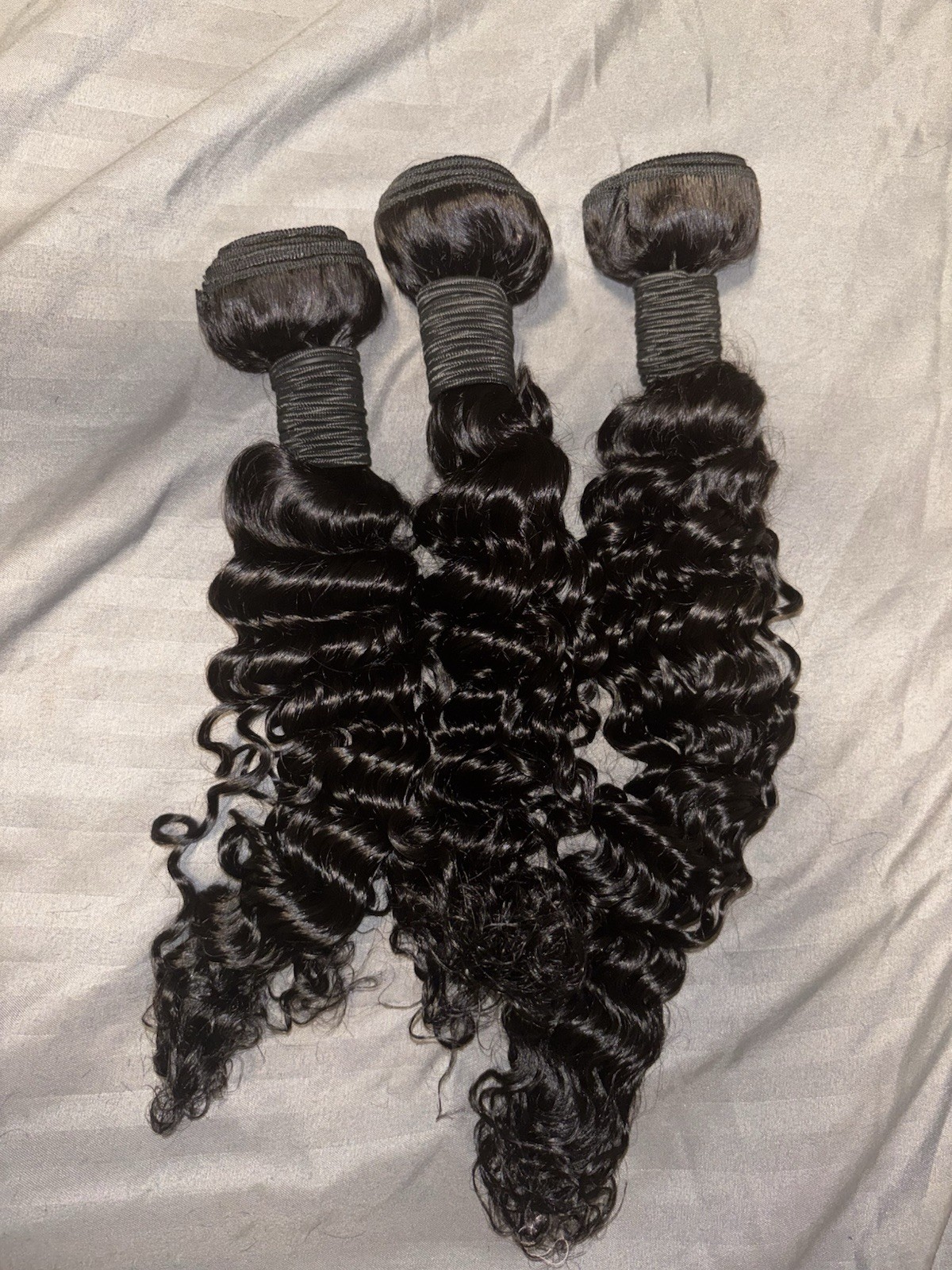 Black Curly Human Hair Weft Hair Extensions 21-30in 3 Bundles Women