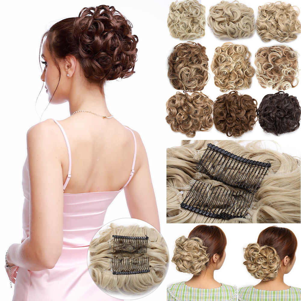 Short Chignon Messy Bun Updo Clip in Hair Extensions For Woman Thicker Volume US