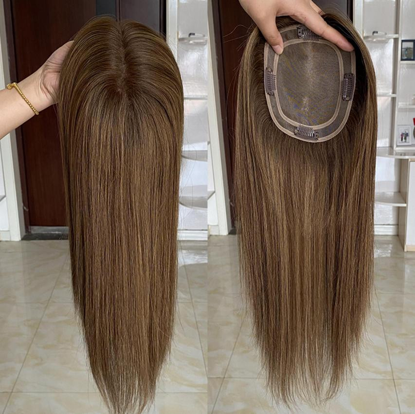 14″ 16″ 18″ Mono Base Rooted Blonde European Virgin Human Hair Toppers 5×6″
