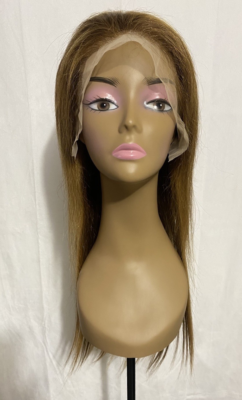 24 Inch 4/27 Ombre Honey Blonde Highlight 13×4 Lace Front Wig Human Hair Glueles