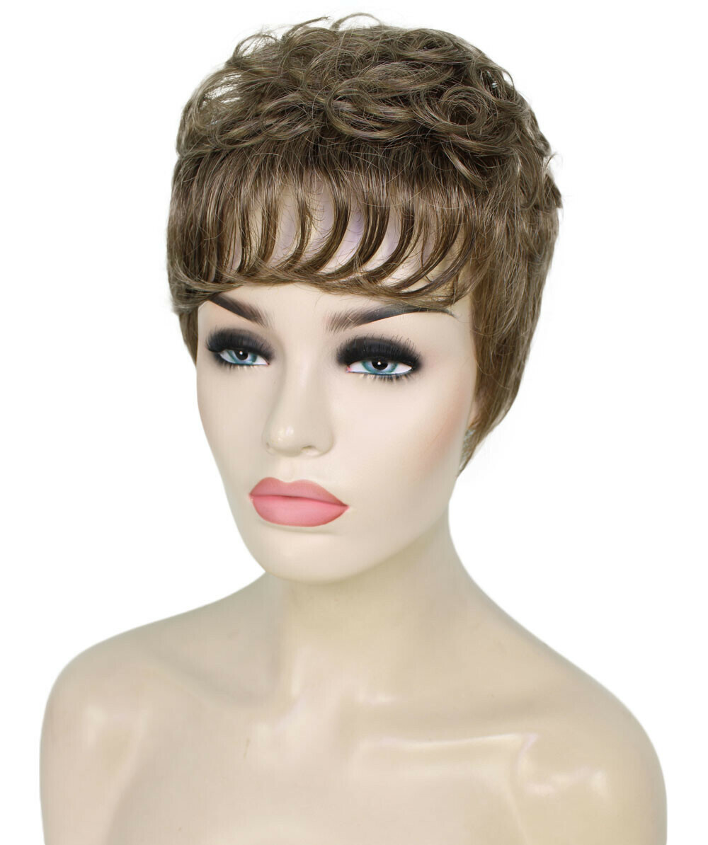 Veronica – Curly Kanekalon Synthetic Fiber Full Wig, 2-4.5 in, Ash Light Brown