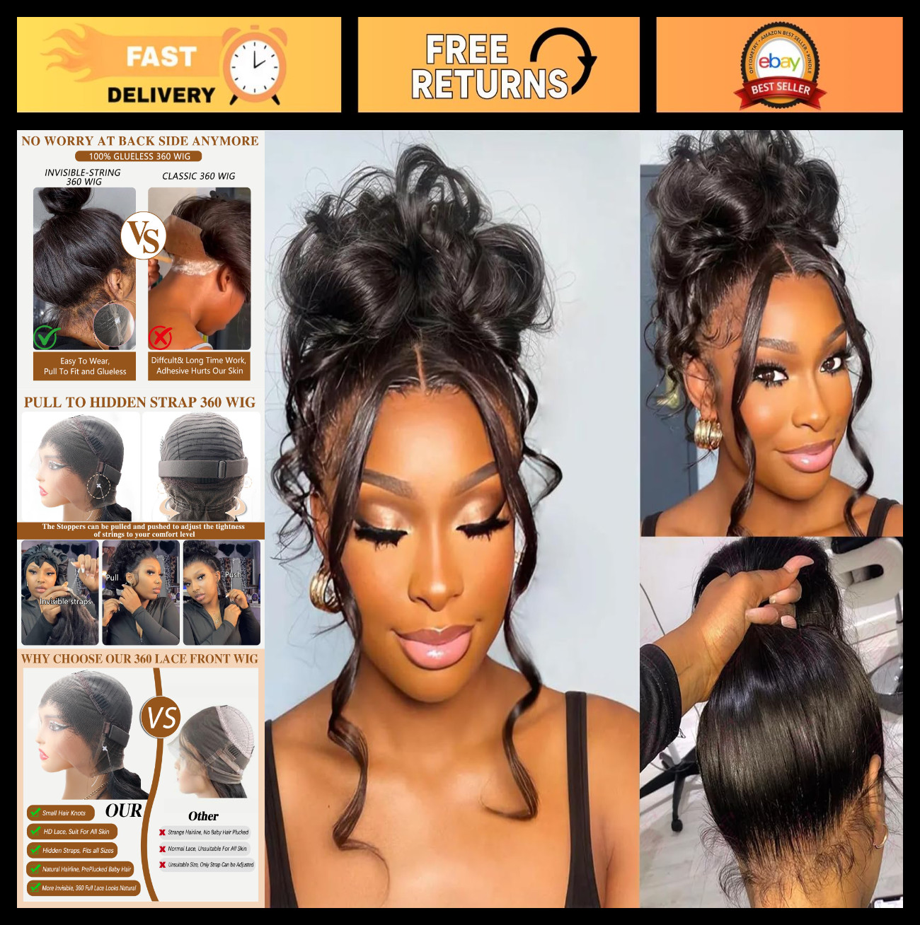 32-Inch Body Wave Lace Front Wig – 220% Density, Pre-Plucked, HD Lace, Human Hai