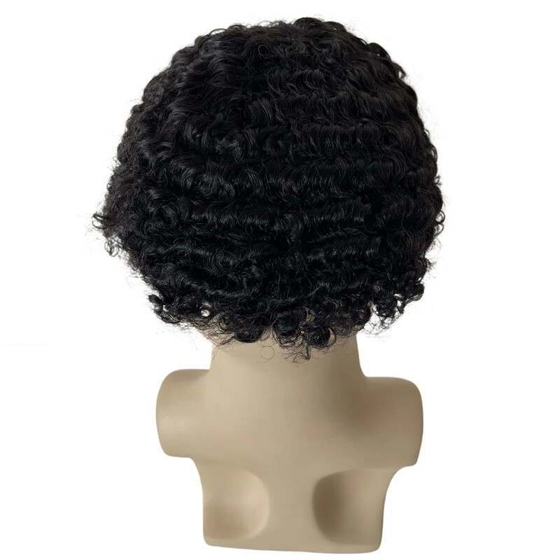 Virgin Human Hair Toupee 10mm Wave 8×10 Mono Lace Unit for Black Men