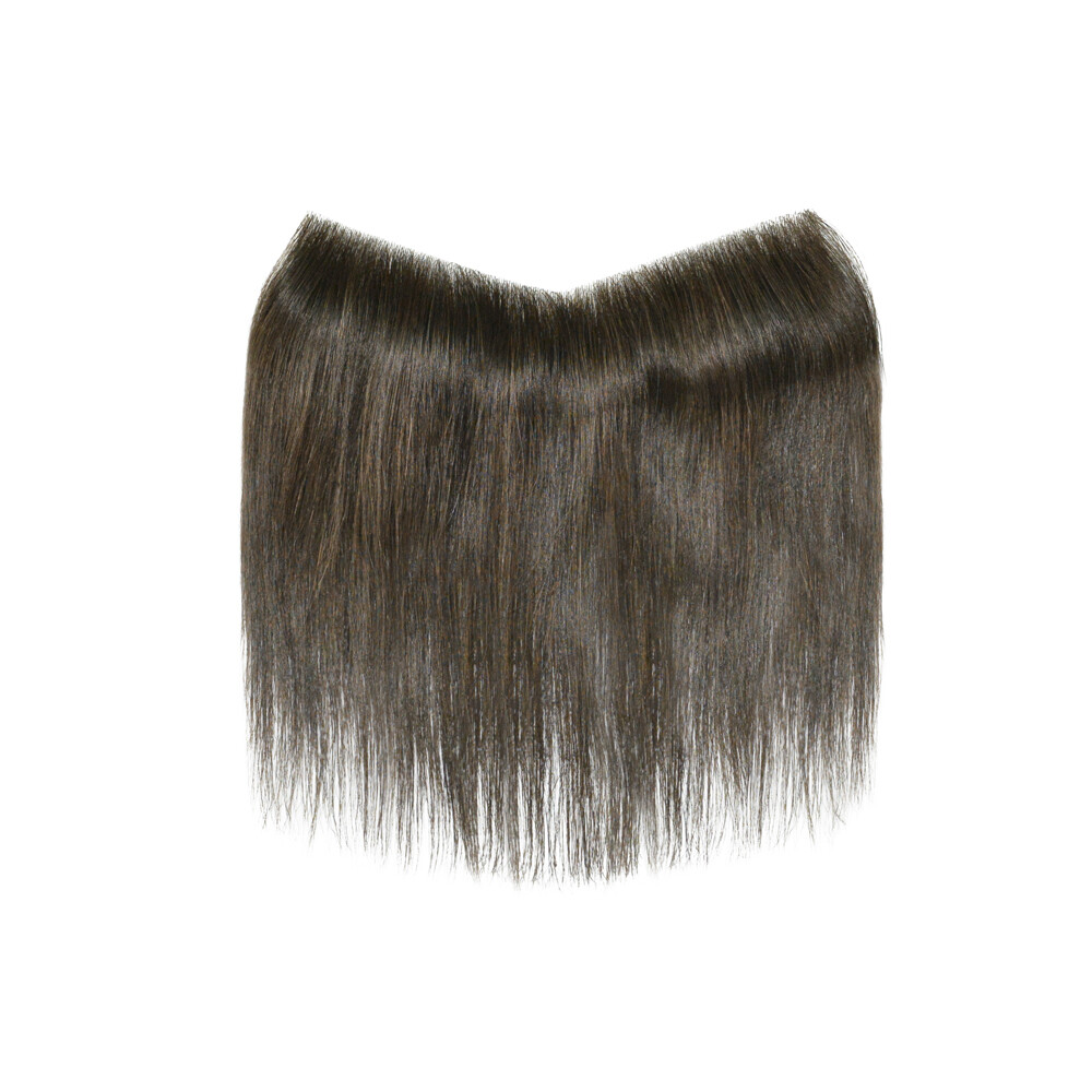 Mens Frontal Thin Skin V Loop Human Hair Natural Black Fringe Receding Hairline