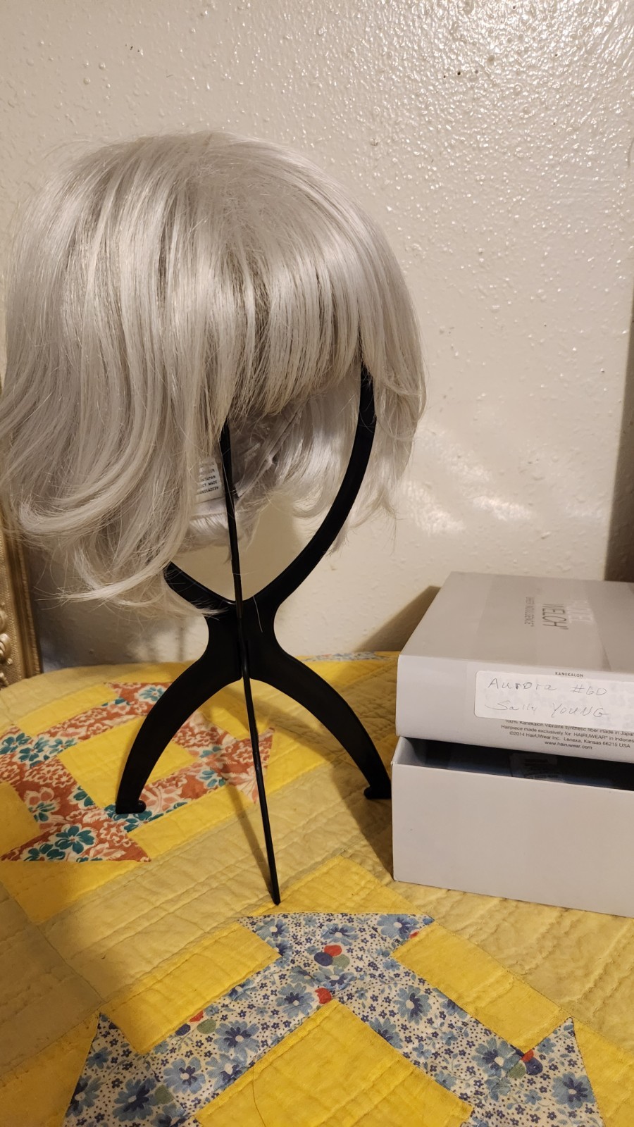 HAIRWEAR Aurora #60 Silver Gray Synthetic Straight Bob Wig Free Part Classic