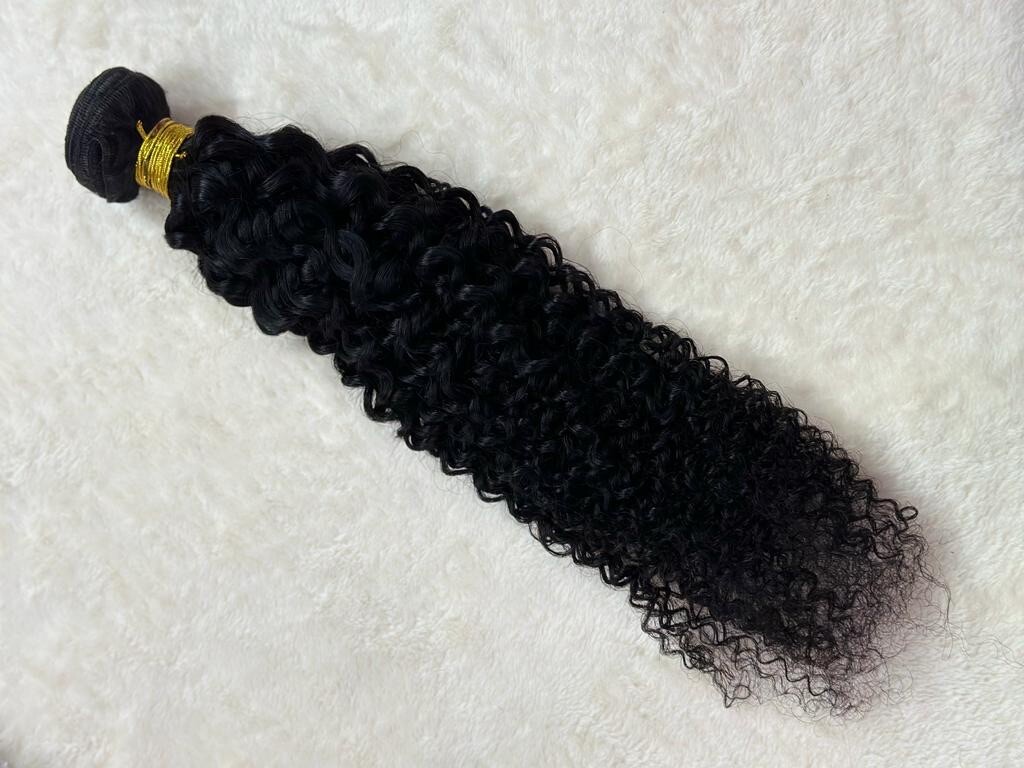 Natural Black Curly Brazilian Virgin Human Hair 8″- 22″