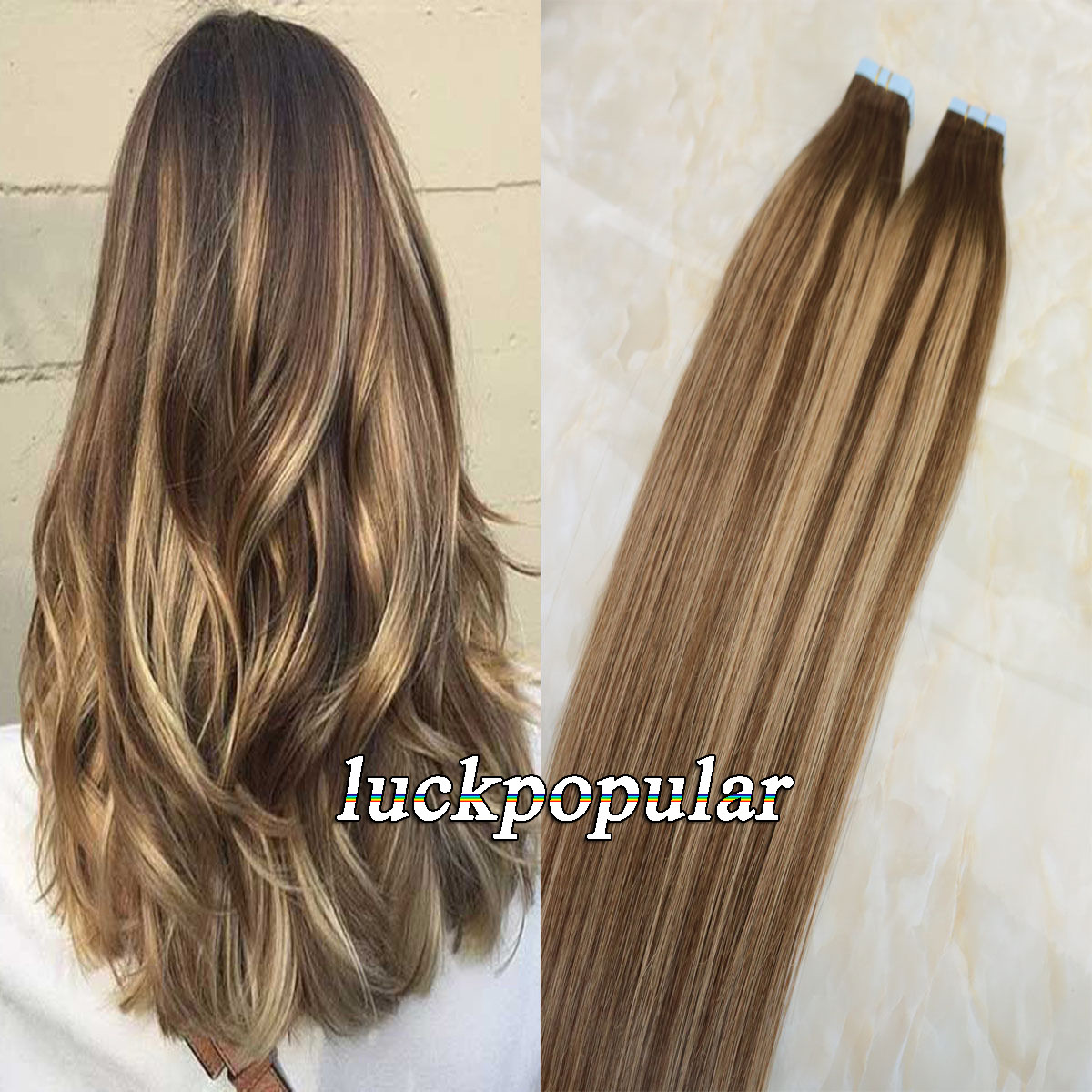 Seamless Tape In Human Hair Extensions Skin Weft Thick Hair Full Head20-40-60Pcs
