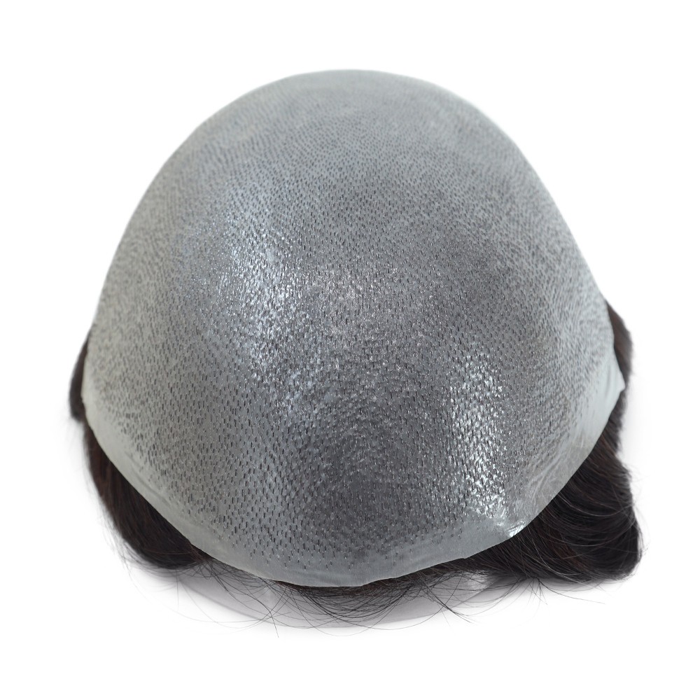 Mens Ultra Thin Skin Toupee 8×10 Human Hair Natural Hairline Black Bald Cover#1B