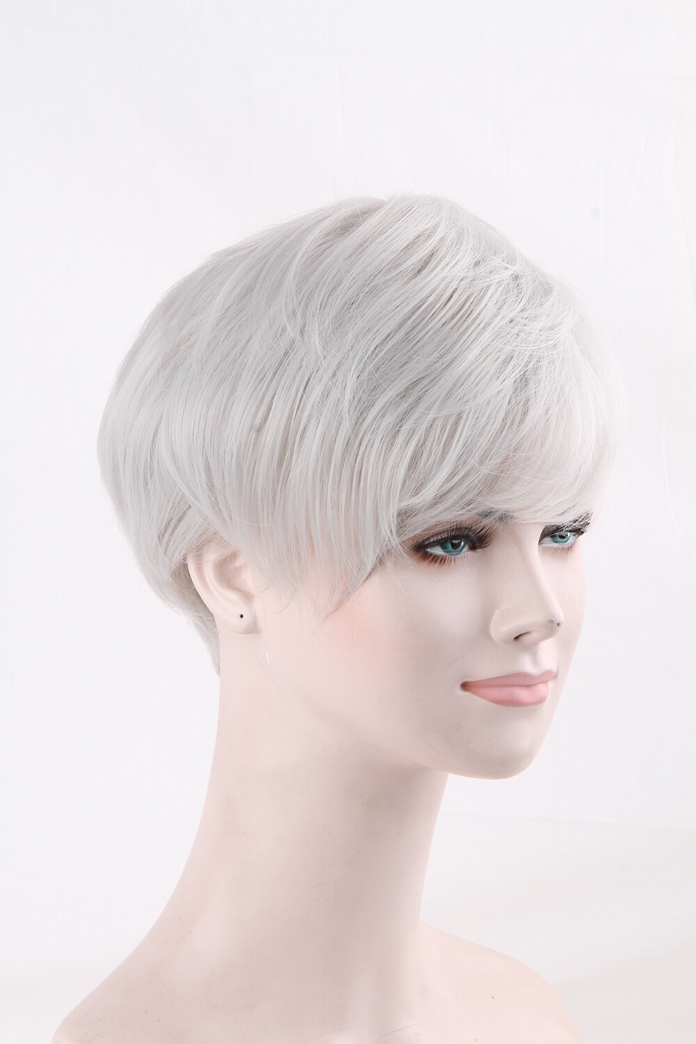 Short Pixie Cut Light White Gray Synthetic High-quality Wigs Cosplay Party New