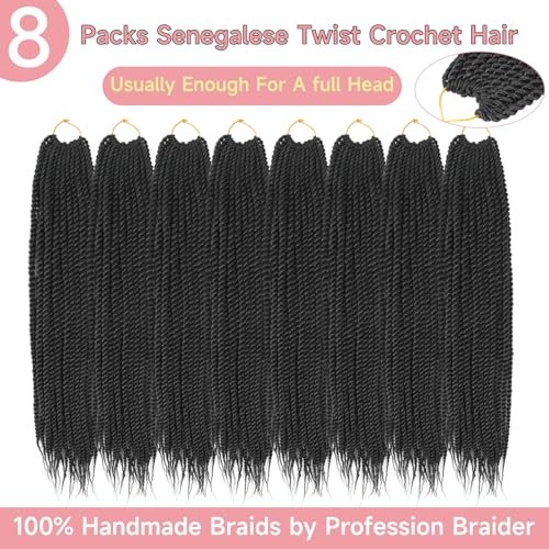 Senegalese Twist Crochet Hair-8 Packs 18 Inch Senegalese 18 Inch (8 packs) 1B#