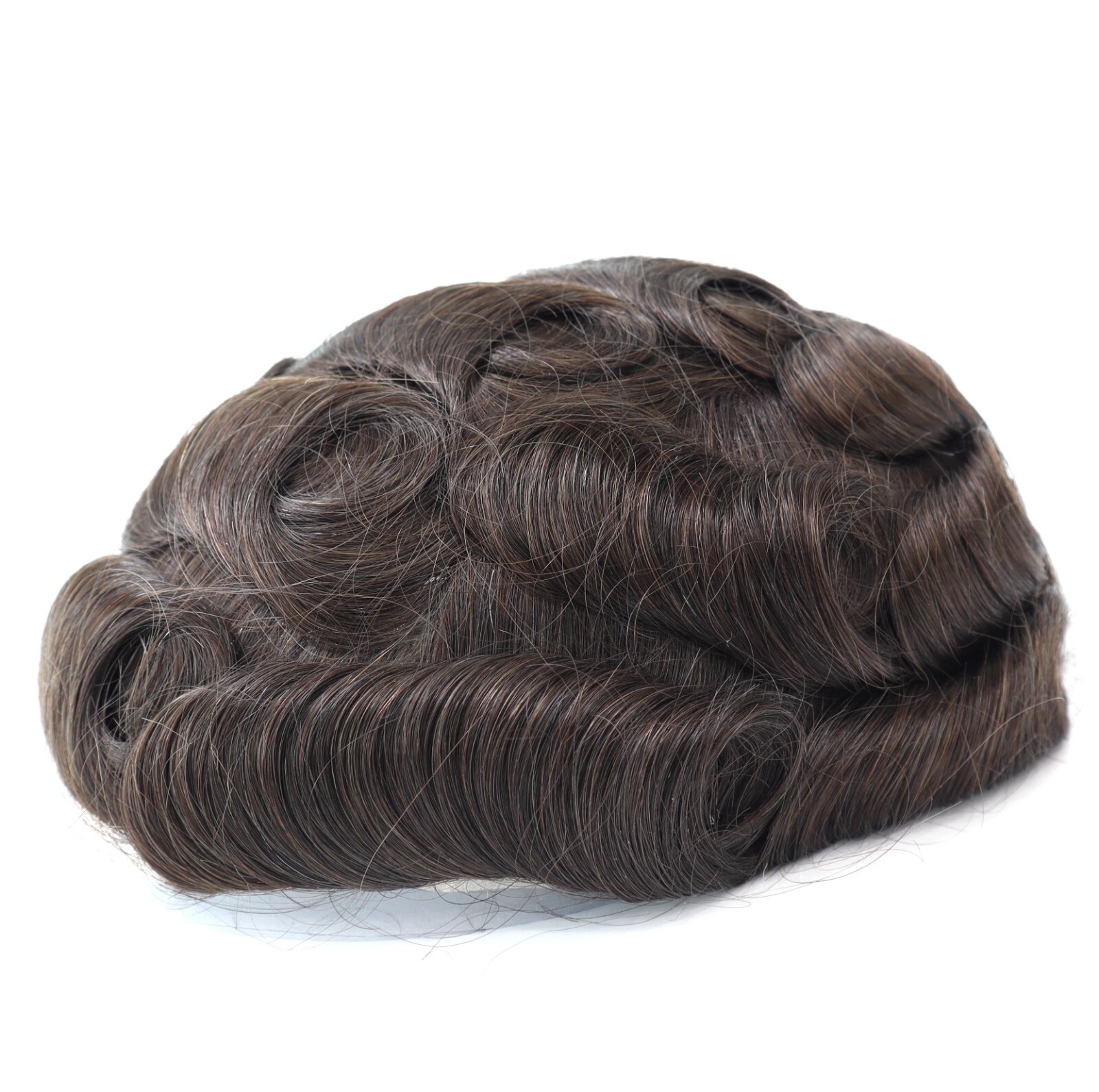 Mens Toupee Human Hair Replacement System French Lace Poly Skin Hairpiece Q6 #3