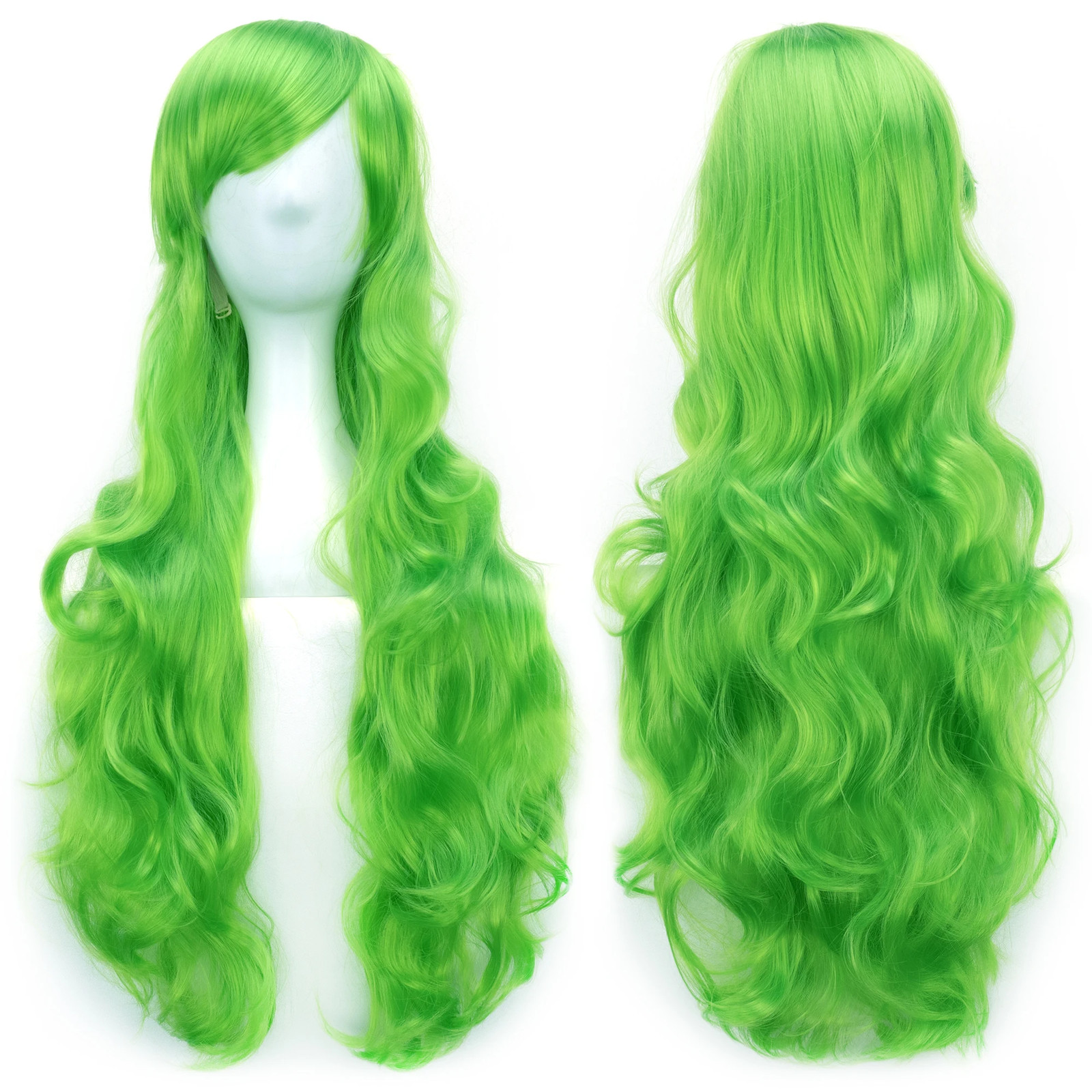 Soowee Curly Long Synthetic Green Wig Pink Black Party Cosplay Wigs Women