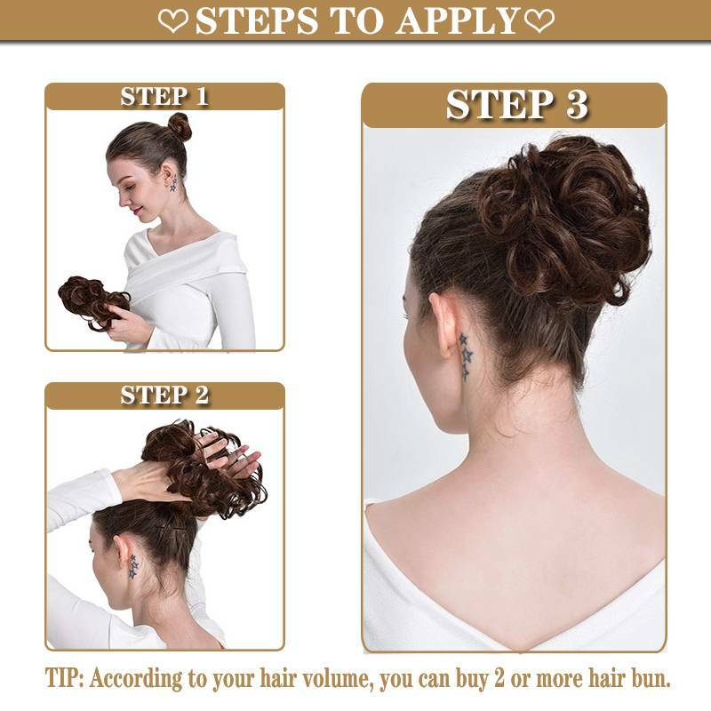 Natural Curly Messy Bun Hair Piece Scrunchie Updo Hair Extensions Real as Human