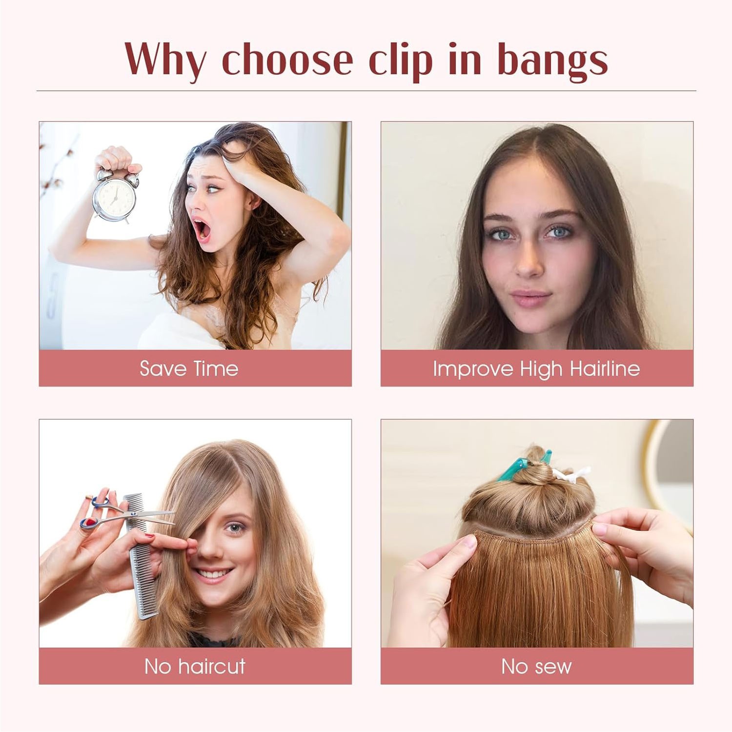 3D Clip In 100% Remy Air Fringe Bangs Human Hair Extensions Hairpiece Top Topper