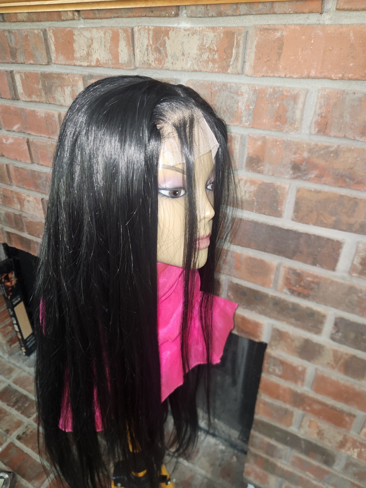 Lace Front Wig Straight Black/Purple Synthetic Free-Part 36 in Women
