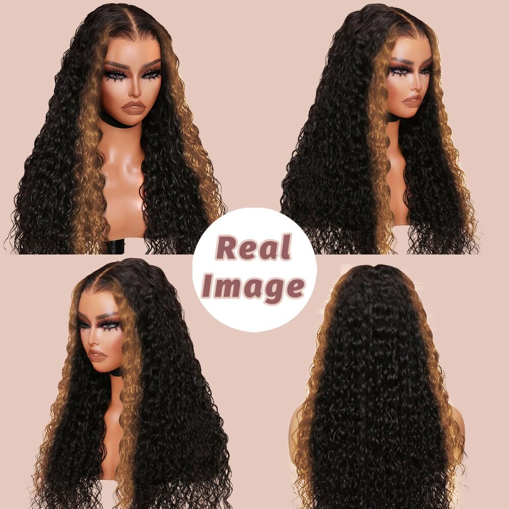 Skunk Stripe Lace Front Wig 100% Human Hair 13×4 1b/30 Glueless Wig