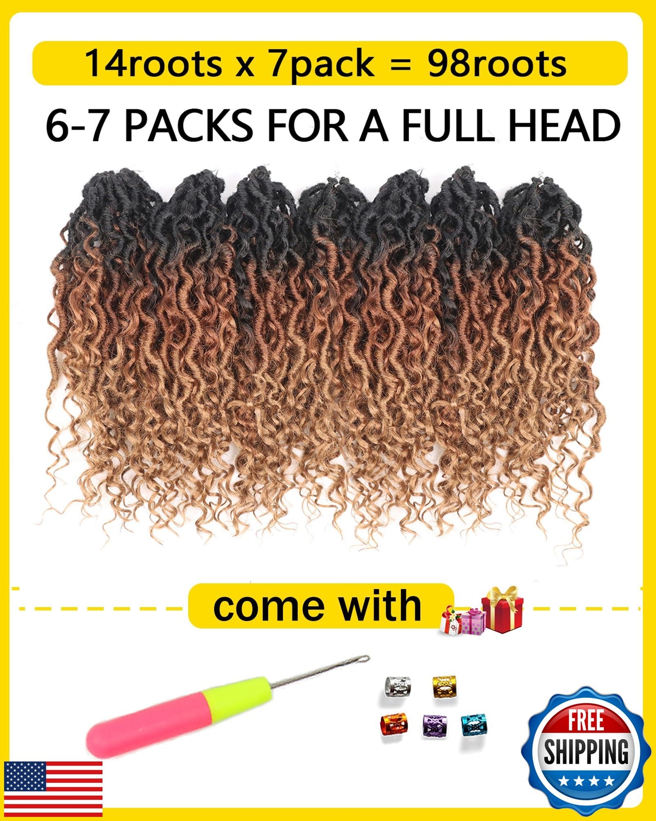 3 Tone Goddess Locs Crochet Hair 12 Inch Faux Locs Crochet Hair for Black Wom