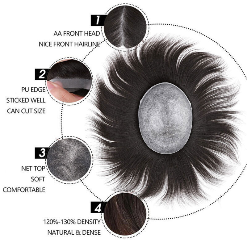 Men’s Short Hair Toupee Buzz Cut Replacement System Ultra Thin Skin PU Wig 13*18