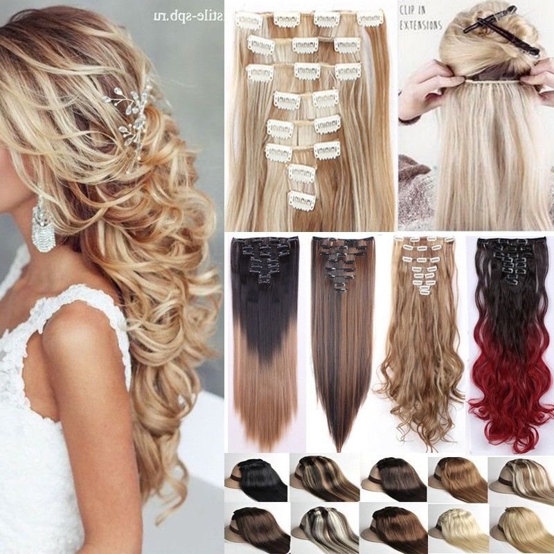 US Real Thick 8Pcs 18Clips Clip in Full Head Hair Extensions As Remy Human Hair