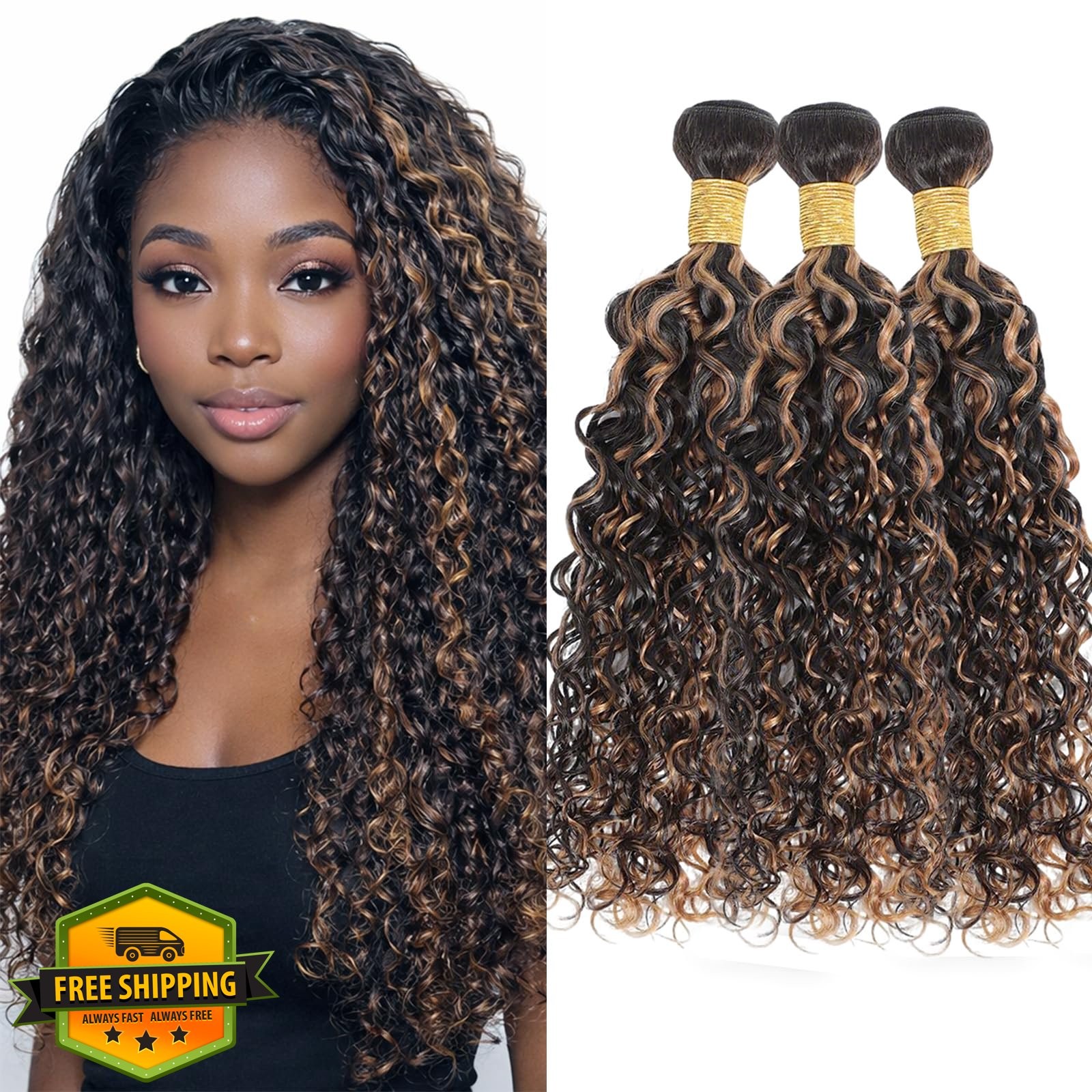 ROUMANSI Jerry Curly Human Hair 8 10 12 Inch P1B/30