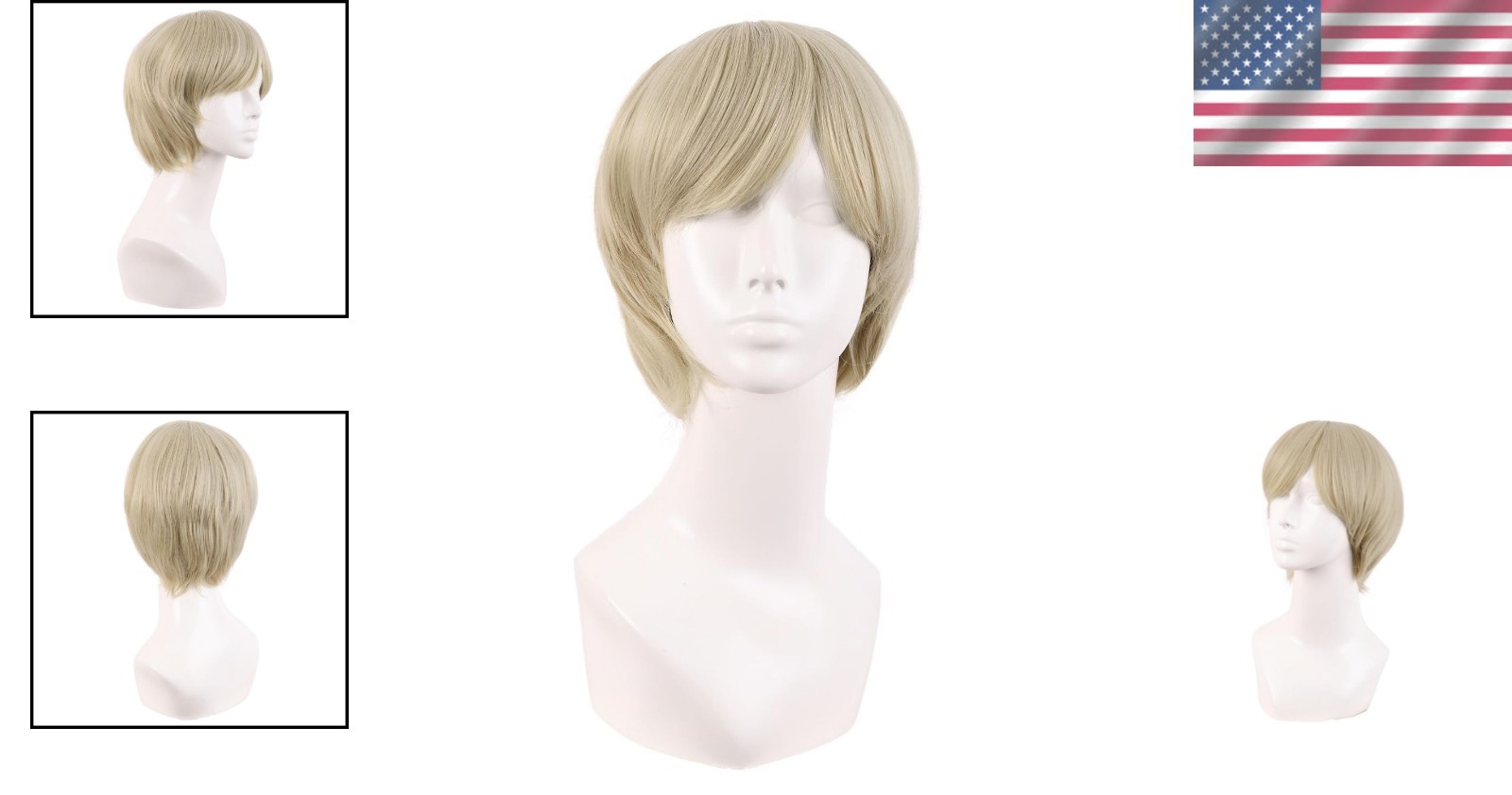 10 Inch Light Blonde Side Bangs Wig for Men – Modern Heat Resistant Style
